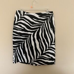Talbots Black and White Zebra Print Pencil Skirt